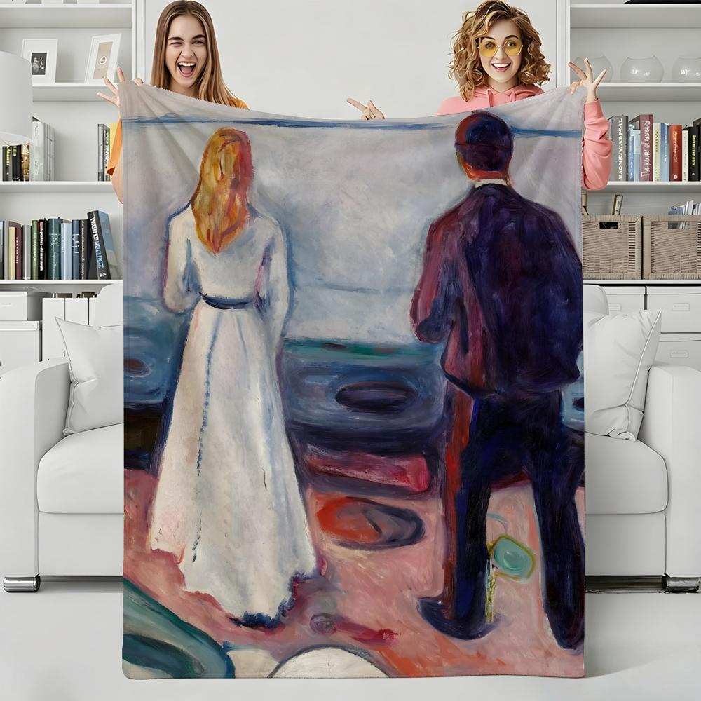 Artist E-Edvard Munch Throw Flannel Blanket Perfect for Sofa Office Bed Travel Sleep Read Relax Camping four season use
