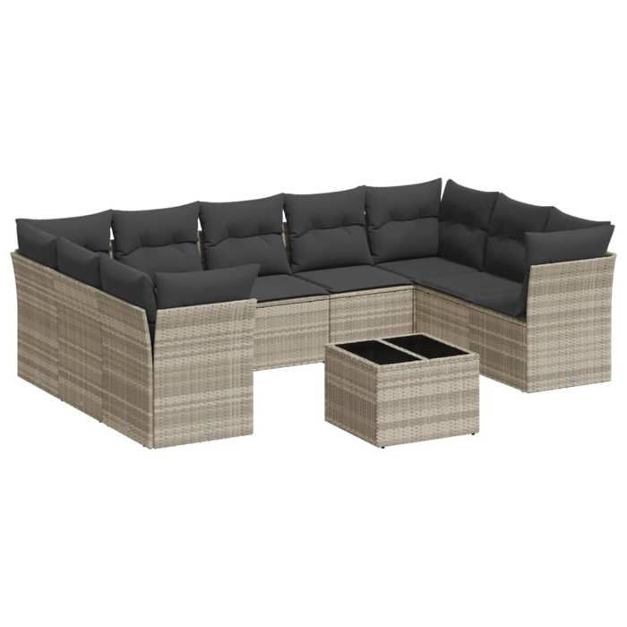 VidaXL Garden Lounge Set with Cushions 10 Pcs, Sofas with Adjustable Feet, Outdoor Furniture Set Patio Terrace, 3249981