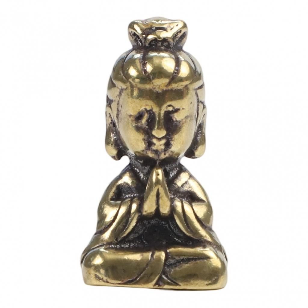 Small Brass Buddha Ornaments Guanyin Bodhisattva Mini Statue Chinese Decoration