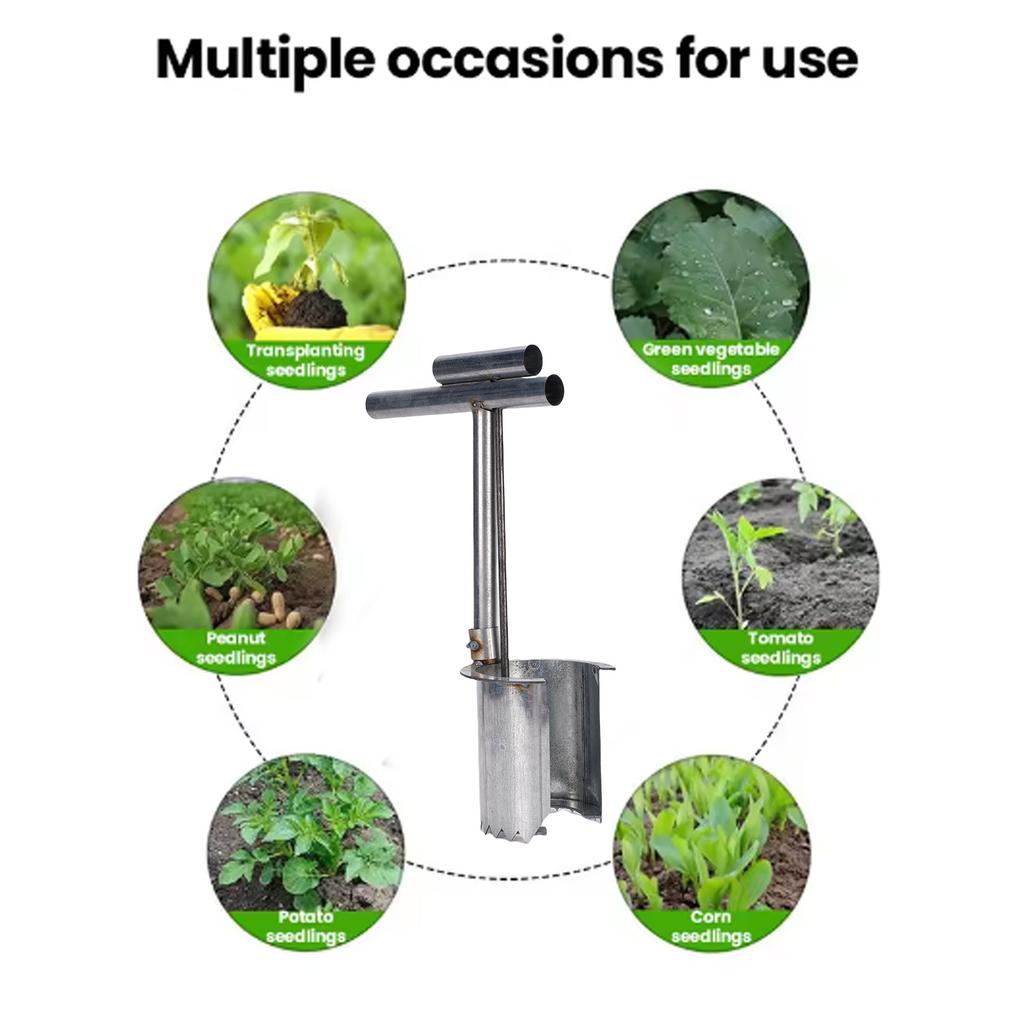 2pcs Handheld Bulb Planter Tool Stainless Steel Gardening Bulb Transplanter with Comfortable Grip for Digging Holes Plant Fruit Tree