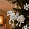 New Sandalwood Horse Pendant Car Hanging Decoration Christmas Theme Elements Pattern Design Christmas-themed Acrylic