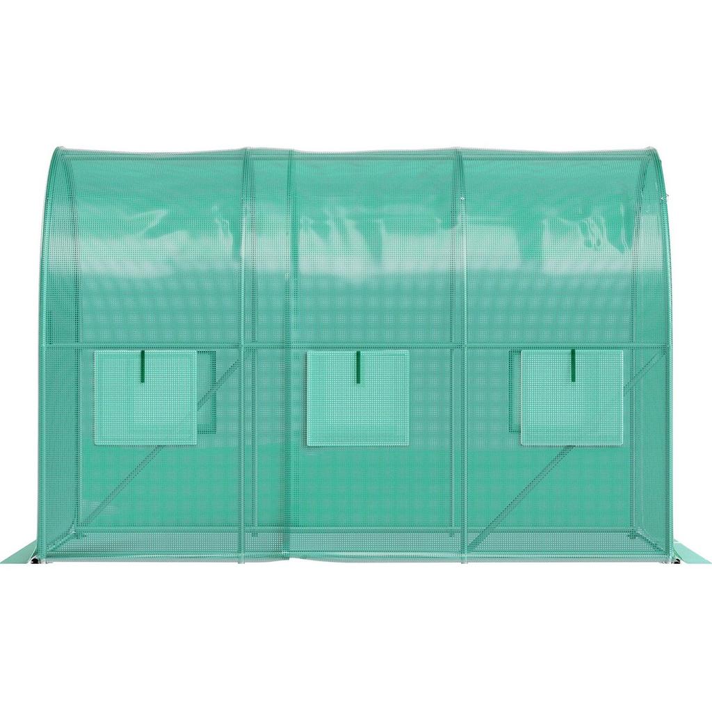 Walk-in Tunnel Greenhouse, 10 x 7 x 7 ft Portable Plant Hot House w/ Galvanized Steel Hoops, 1 Top Beam, Diagonal Poles, Zippered Door & 6 Roll-up