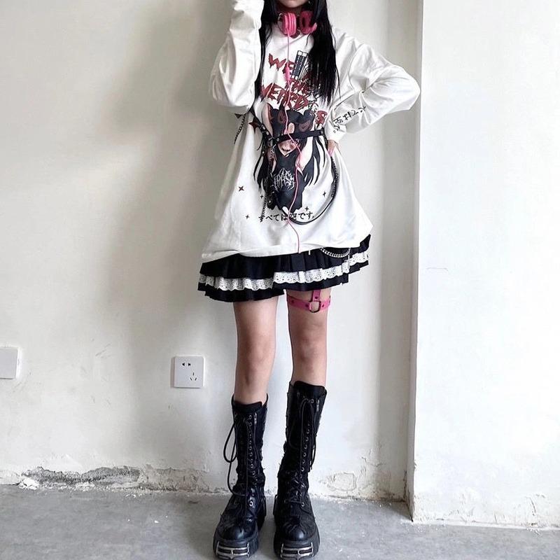 Mini Skirts Women Lace Ruffle Japanese Kawaii