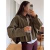 Vintage Women Green Oversize Bomber Jackets 2025 Fashion Ladies Elegant Loose Soft Outfits Jacket for Party Female Chic Clothes