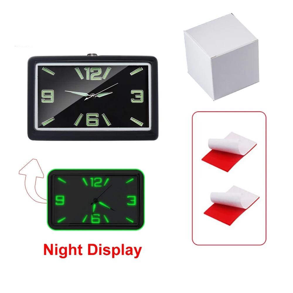 

Plated Metal Car Dashboard Clock Mini Luminous Hands Watch Auto Accessories чорний
