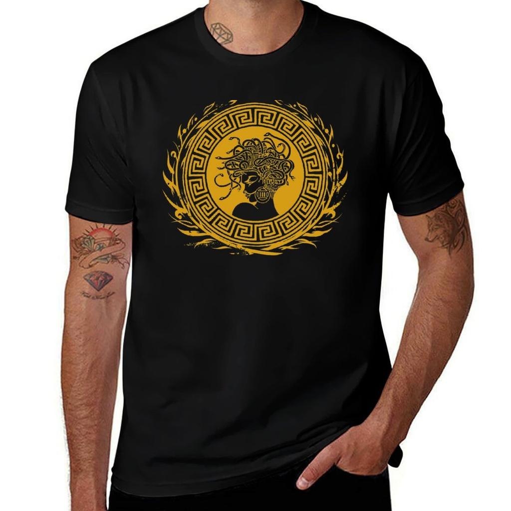 T-shirt con Emblema di Medusa Maglietta Elasticizzata Comoda