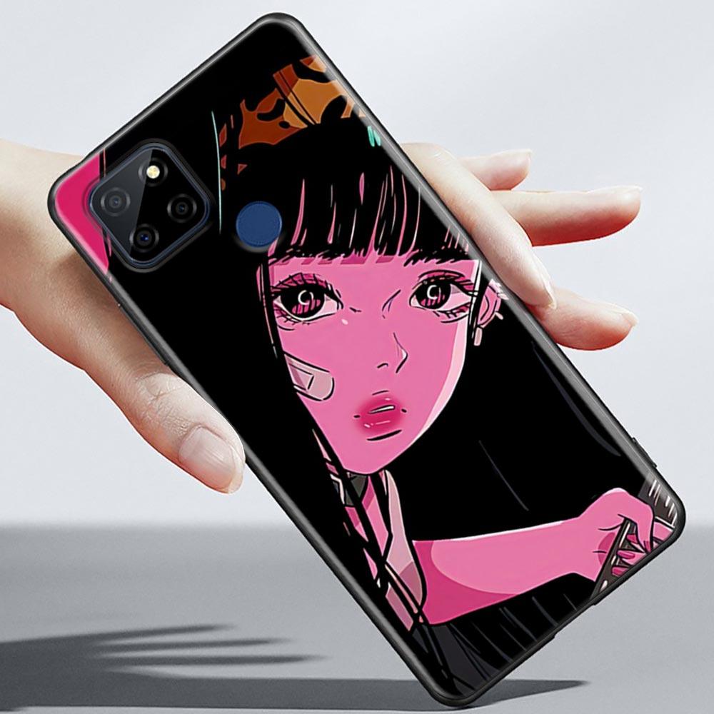 Super Cute Girl Anime Phone Case For OPPO Realme 5 6 7 7i 8 8i 9 9i V25 F9 F17 F19 5G 4G Pro Narzo Speed Black Soft Cover Fundas