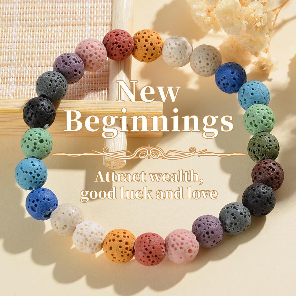 1 Piece Candy Color Volcanic Stone New Beginning Bracelet, Attract Wealth, Eliminate Negativity, Gift for Family and Friends