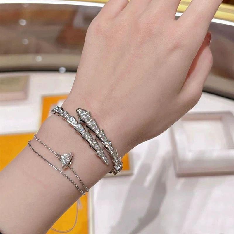 Bracelet serpentin Bracelet d'ouverture serpentin en zircon européen et américain, niche de bracelet haut de gamme tempérament