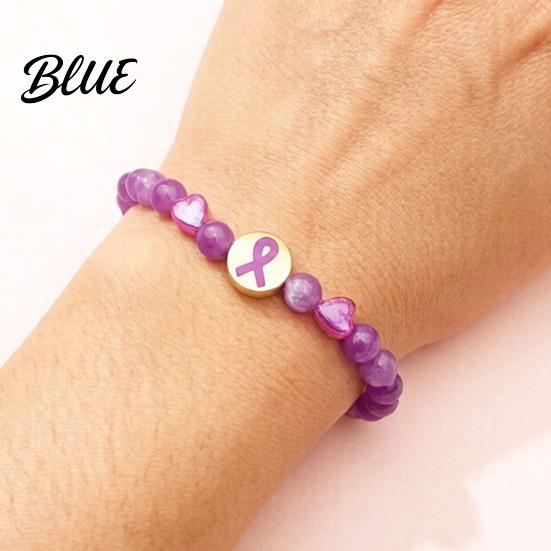 Charity Event Gift for Her Breast Cancer Awareness Bracelets Ribbon Charm Beads Meaningful Commemorative Bracelet Elastic Bracelet Encouragement