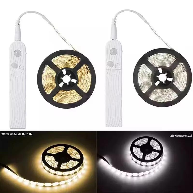 5V 2835 LED Motion Sensor Light Strip Waterproof Cabinet Night Light 1M/2M Tape Light For Indoor Bedroom Wardrobe Stair Lighting