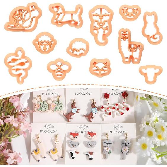 Puocaon Butterfly Polymer Clay Cutters - 9 Pcs Cottage Core Mushroom Clay Cutters for Polymer Clay Earrings, Rural Style Fairy Moth Polymer Clay