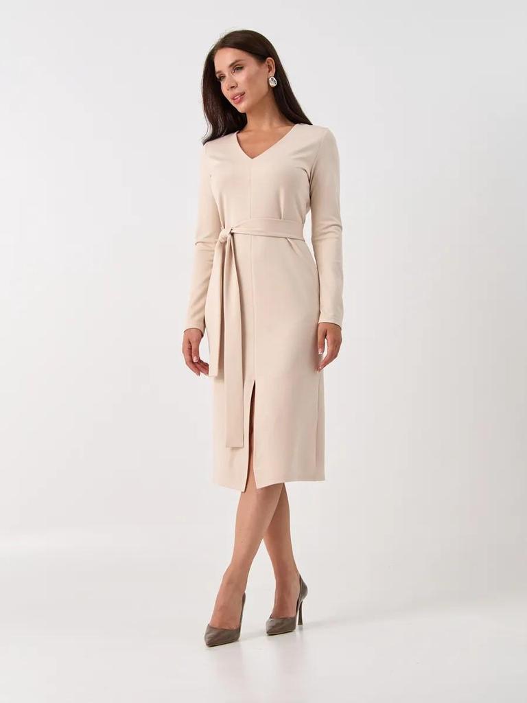 European & American Women's V-Neck Slim Fit Long Sleeve Midi Dress