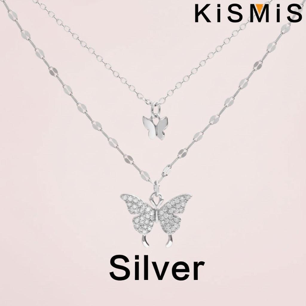 Elegant Butterfly Pendant Necklace for Women Fashion Jewelry Shiny Rhinestone Charm Necklace Accessories серебряный