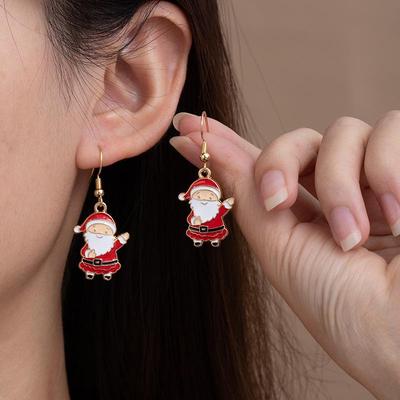 Weihnachtsmann & Lebkuchenmann Weihnachtshut Ohrringe – Festliche Mode im europäischen und amerikanischen Stil für Damen