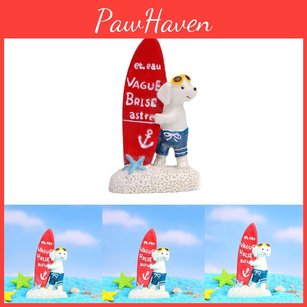 Resin Animal Figurine For Garden Scene And Miniature Plant Decor With Surfing Design