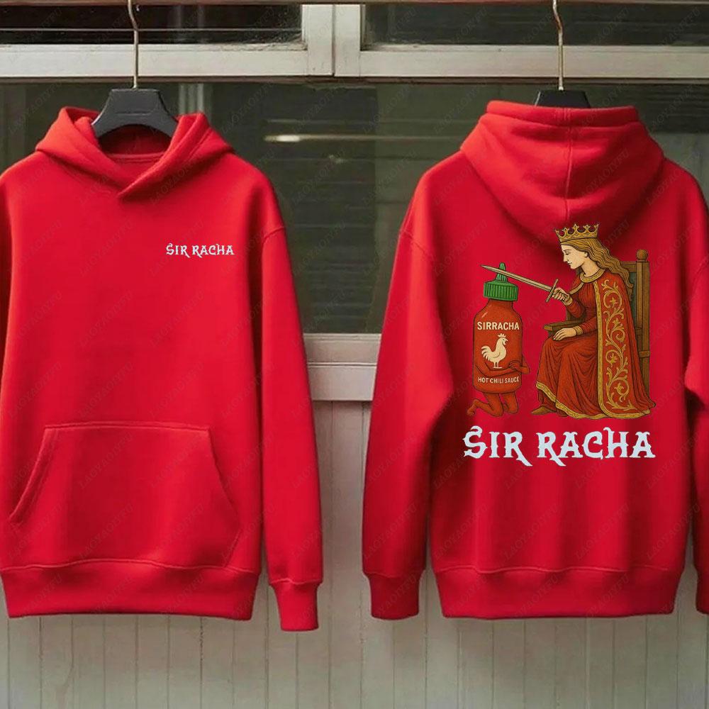 Sir Racha Man Woman 2 SidedHoodies Sri Racha Medieval Art Pullover Sriracha Fan Merch Retro Medieval Graphic Sweatshirt Hoodie