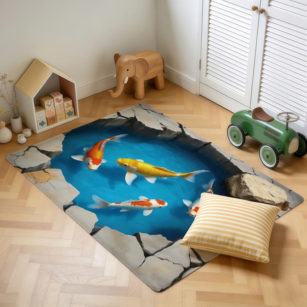 Modern Creative Carp Pond Abstract Home Bedside Rug Kitchen Bath Floor Mat Hallway Balcony Carpet Entrance Doormat Hogar Decor