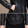 Fall Winter Women Jacket Thick Plush Faux Leather Solid Color Turn-down Collar