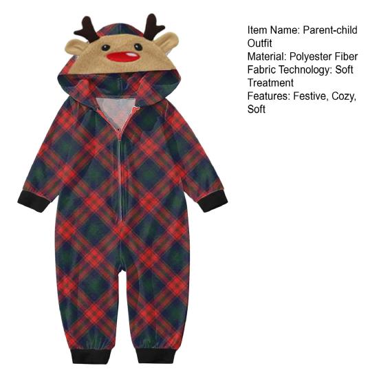 Christmas Family Matching Pajamas Set Elk Snowflake Print Long Sleeve Loungewear Full-Body Jumpsuit for Christmas Holidays And Family Gatherings