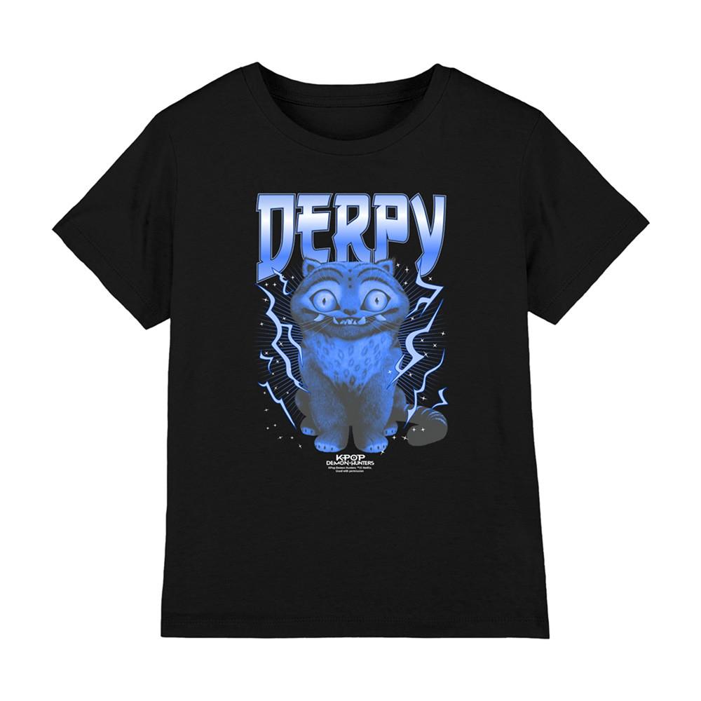Kpop Demon Hunters Derpy Tiger Lightning Band Tee Kids T-Shirt 5-13 Years Black L