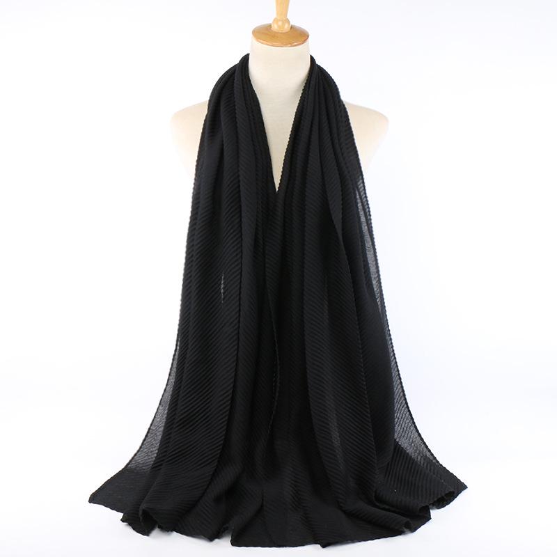 

Новый однотонный хлопковый женский дышащий шарф однотонной расцветки, модный твиловый хлопково-льняной плиссированный головной платок 180-85cm