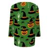 Womens Halloween Print V Neck Top Three Quarter Sleeve Casual Shirt Lightweight Soft Fabric Comfortable Fit Seasonal Style