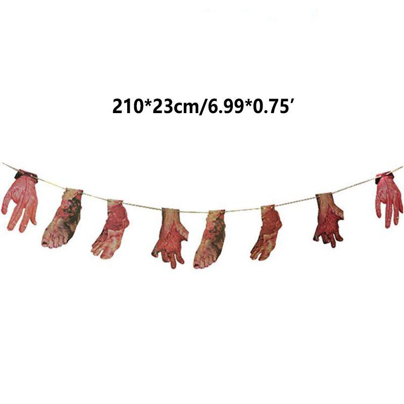 

Хэллоуин Поддельные Части Тела Вечеринка Украшения Реквизит Страшная Гирлянда Кровавый Баннер 213cm/6.99