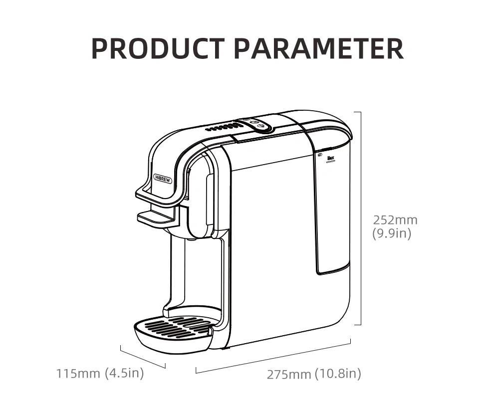 New HiBREW Multiple Capsule Coffee Machine, Hot/Cold Dolce Gusto Milk Nespresso Capsule ESE Pod Ground Coffee Cafeteria 20Bar 5 in 1