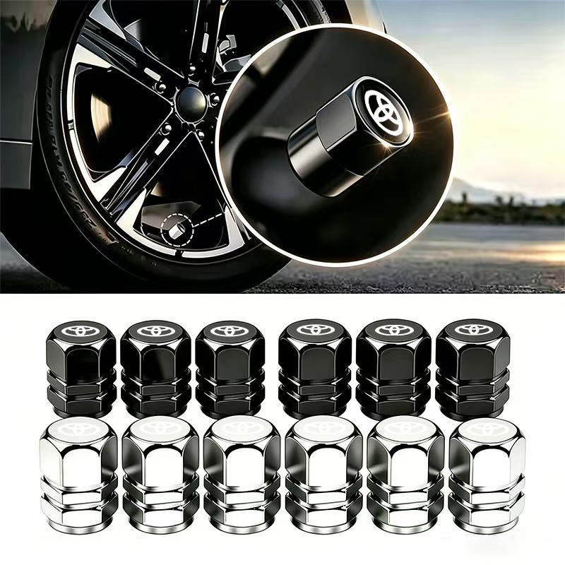 4Pcs Car Wheel Tire Air Valve Caps Stem Cover with Color Brand Logo For Toyota RAV4 Corolla Camry Frontier Supra C-HR Hilux Taco