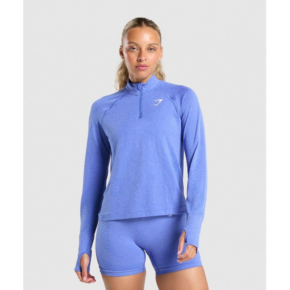 

Gymshark Vital Seamless 1 4 Zip Pullover Lift Blue Marl B5a2k Ucw6 XXS