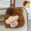 Cartoon Plush Badminton Tennis Capybara Keychain Fluffy Cute Creative Soft Stuffed Doll Pendant Backpack Decorative Accessories