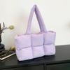 Quilted Plaid Bag Women Tote Handbags Retro Trendy Checkered Waterproof Shoulder Bag Solid Color Winter Soft Large Capacity Bags