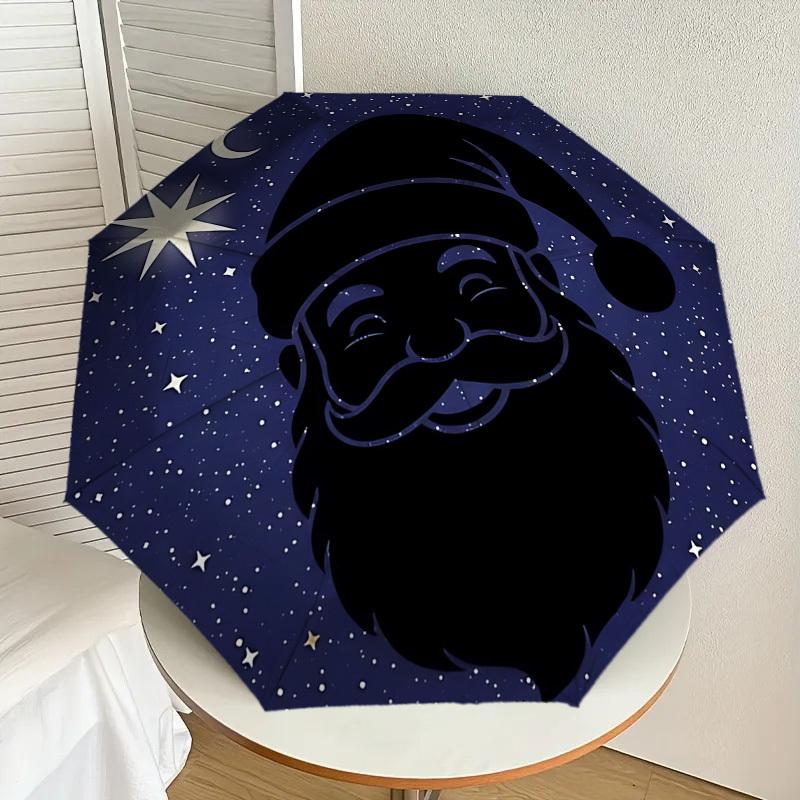 Santa's Starry Night Adventure: Automatic Opening/Closing Umbrella Outdoor Protection, Travel Accessory, Lightweight & Durable 113