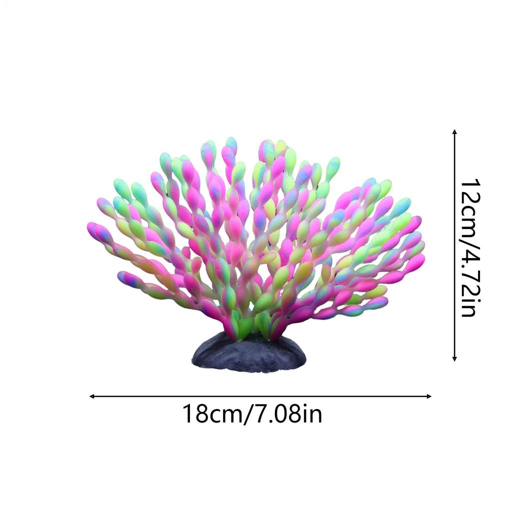 Aquarium Coral Decoration Luminous Silicone Gradient Color Artificial Simulated Soft Coral Statue Realistic Coral Aquarium Decor