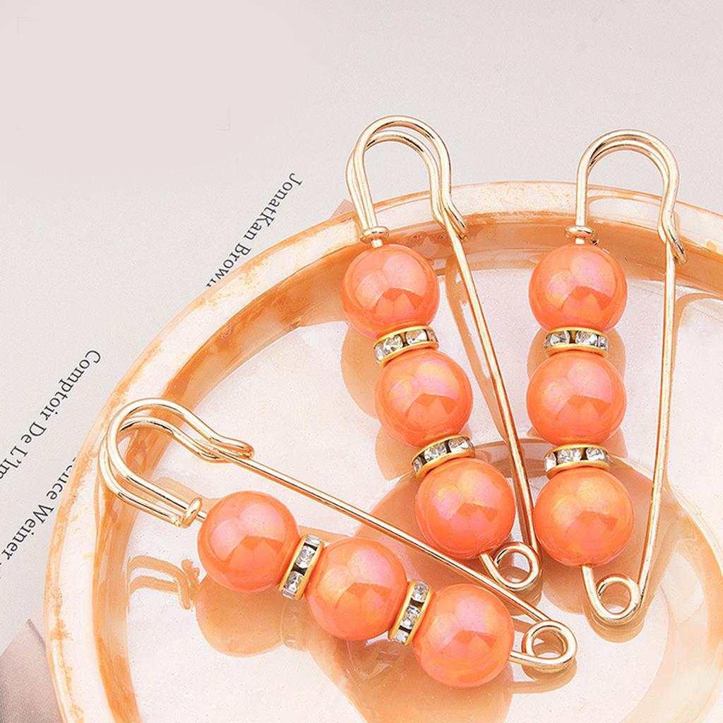 3Pcs Pearl Waist Cincher No Slip Pin Adjustable Waistband Clips for Pants Skirts Safety Pins for Women