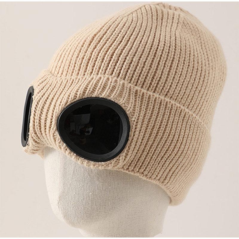 Winter Windproof Warmer Ski Beanies Hat Unisex Men Women Knitted Hat with Goggles Soft Warm Anti-slip Ear Protection Garros Caps