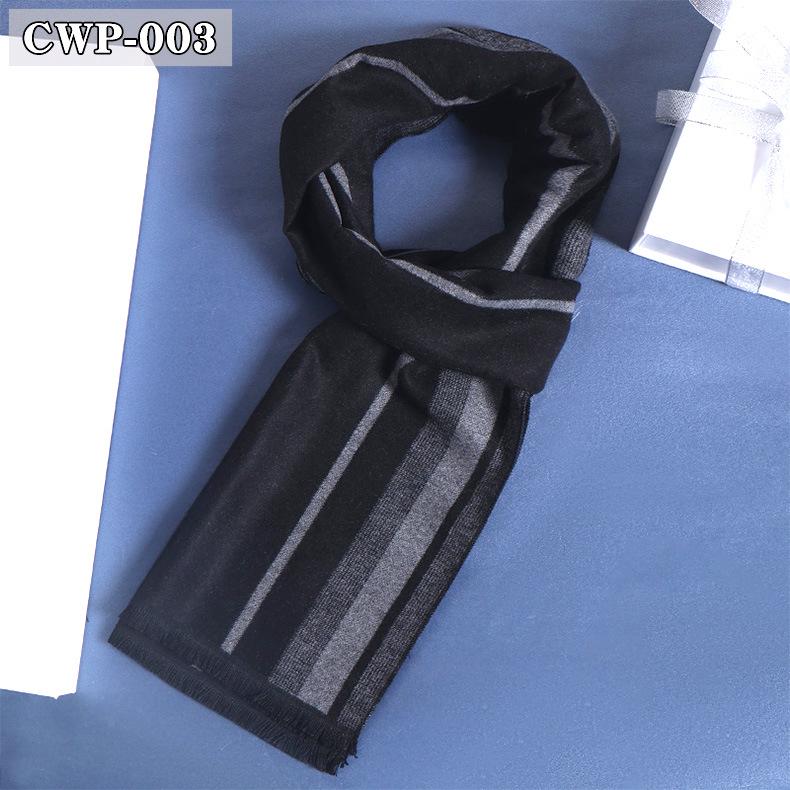 2025 Winter Men's Black Grey Plaid Imitation Cashmere Scarf