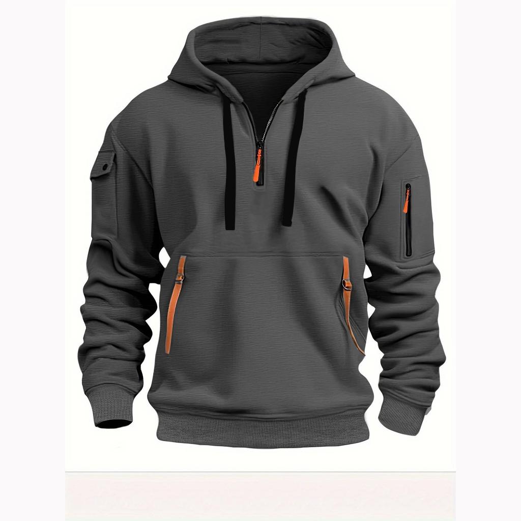 Frühling/Herbst Herren Reißverschluss Hoodie mit mehreren Taschen - Sport & Freizeit Sweatshirt