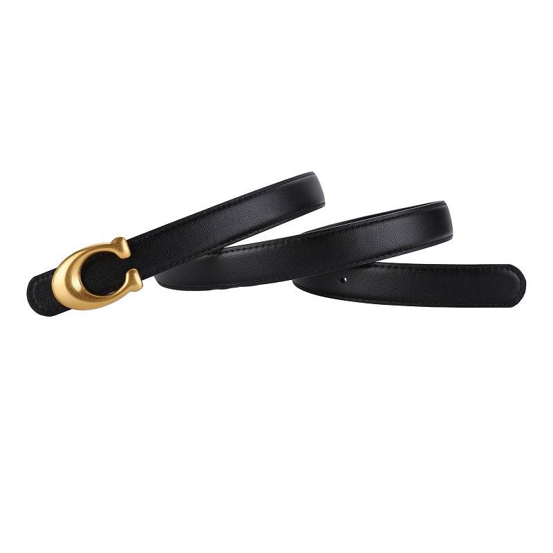 Fashion Designer Women's Belt 2.3CM Genuine Leather Belt Alphabet Gold Buckle Ultra Thin Belt For All Occasions