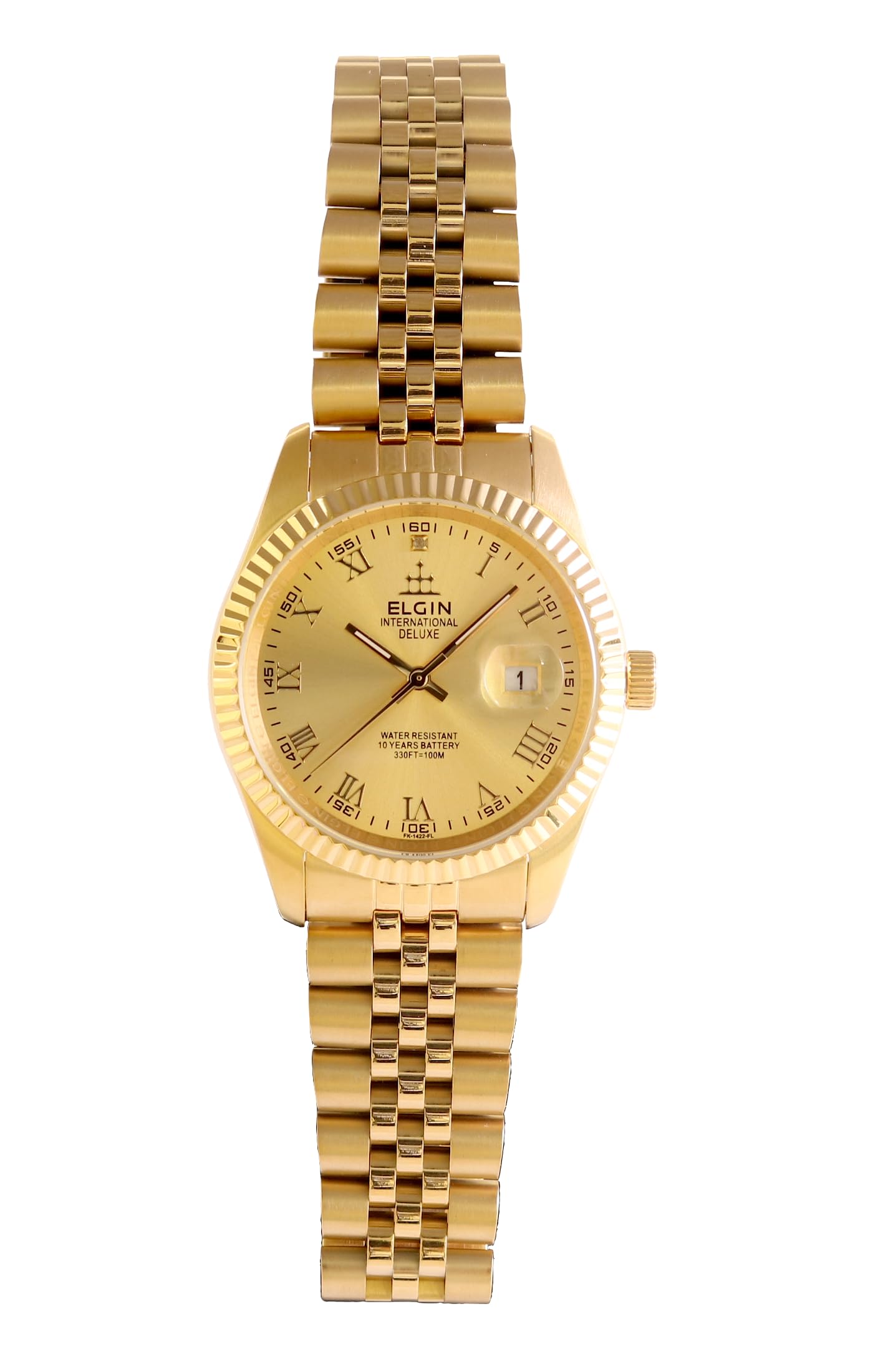 

Мужские часы Elgin Deluxe с датой, золотой ремешок ELGIN FK1422G-D1