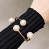 Metal Wide Cuff Bangles Jewelry Curtain Buckle Hip Hop Pearl Geometric Bracelet  Women