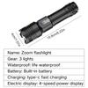 Strong and ultra bright long-range flashlight with adjustable zoom and multiple levels of focus, floodlight, and long-range lase