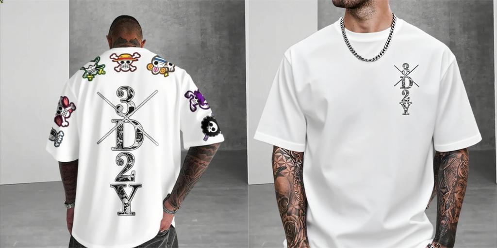 One Piece Anime Skeleton Print Men's T-shirt Summer Short Sleeve Graphic Tee Streetwear Hip Hop Fashion Oversized Y2k Clothes
