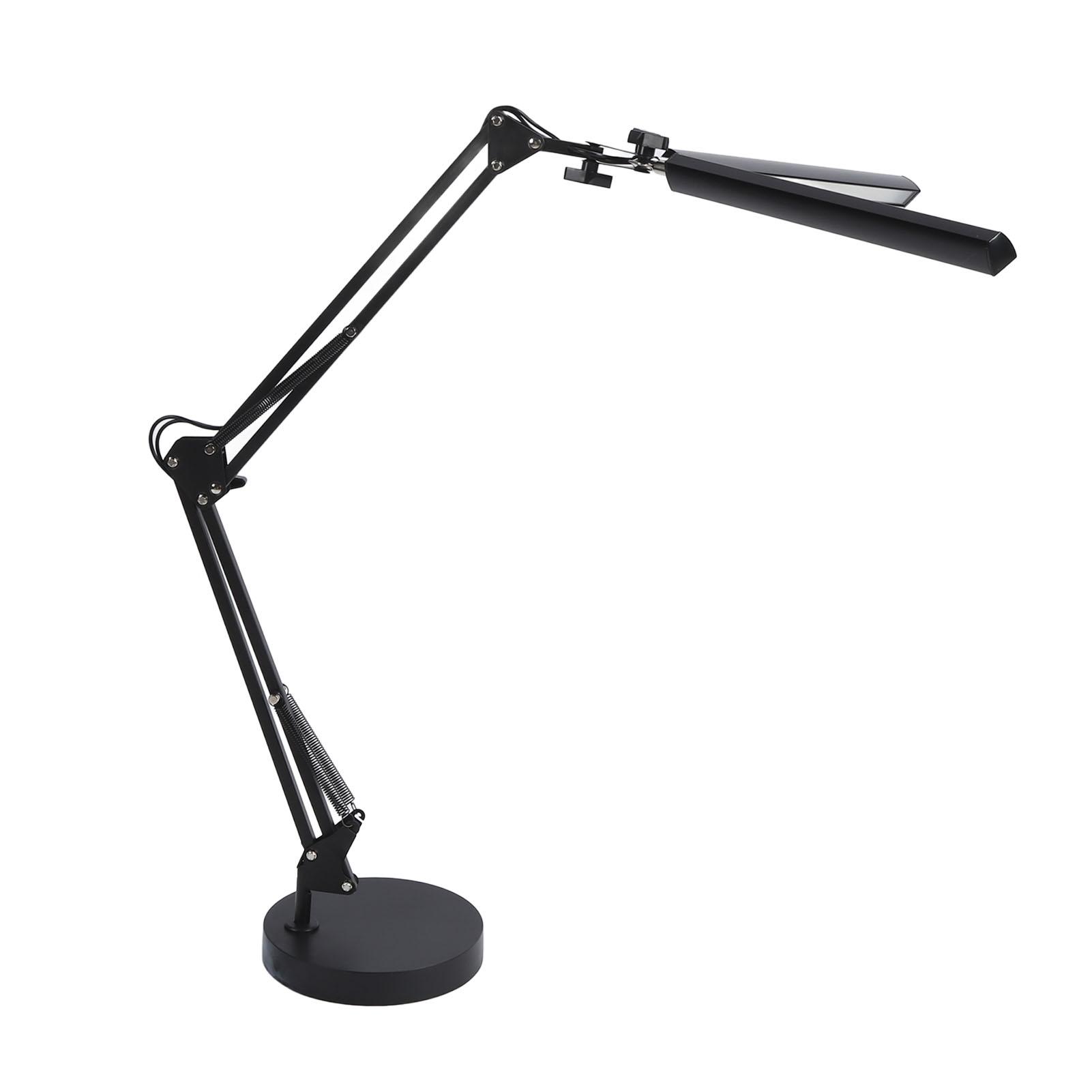 

2 в 1 настольная светодиодная лампа с двойной головкой и зажимным основанием 24 Вт, гибкий поворотный кронштейн, 3 цветовых режима, плавная регулировка US PLUG чёрный