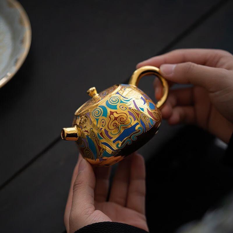 Chaxun Gilt Xishi Teapot with Dunhuang Thangka Art, 135ml