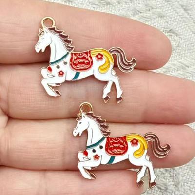 10Pcs Alliage Goutte d'Huile Zodiaque Cheval Breloque Pendentif DIY Porte-clés Boucles d'oreilles Colliers Bracelet Fabrication de Bijoux Accessoires d'Artisanat