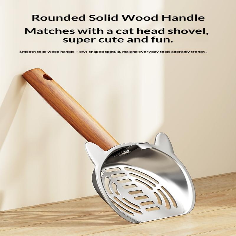 Stainless Steel Cat Litter Scoop Long Handle Pet Waste Shovel Cleaning Tool For Tofu Sand Litter Box Cats Supplies