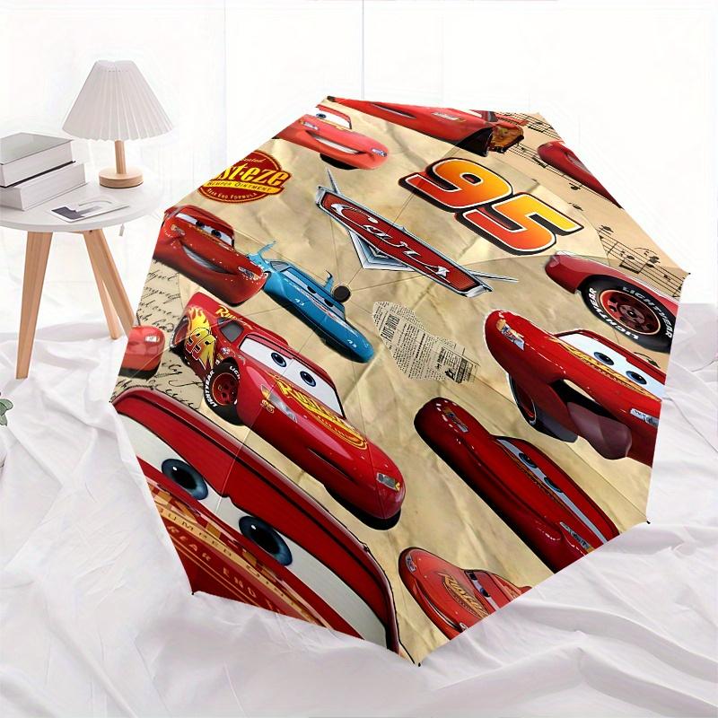 Lightning McQueen, Cars Automatisches Öffnungs- und Schließschirm, Kompakter Reiseschirm, Leicht und Tragbar, Geeignet für Strand Pendeln
