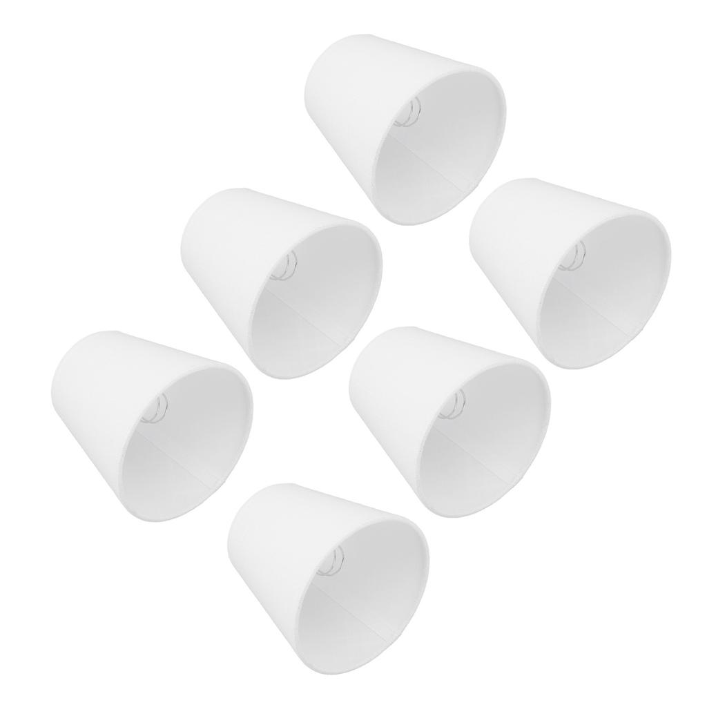 6 stk Hvit Stoff Lampeskjermsett Moderne Minimalistisk Lampeskjerm for Kandelaber Gulv Bord Lysekrone